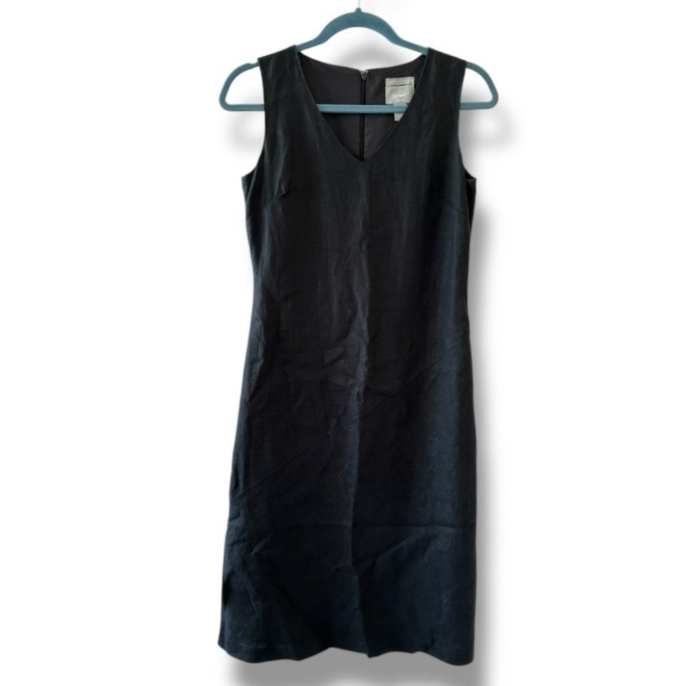 Vintage Old Navy Black Linen Sleeveless Shift Dress Women’s Size 2 Classic LBD